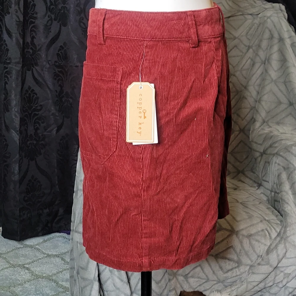 Copper Key Maroon Corduroy Skirt - Picture 2 of 4